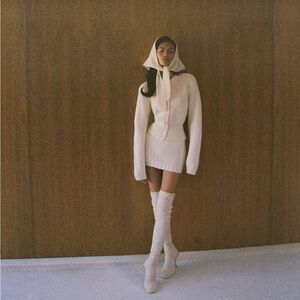 NWT Helsa Annabelle Ivory Knit Cardigan & Mini Skirt Set